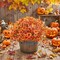 16 Bundles Artificial Fall Mums Flowers Outdoor – UV Resistant Faux Orange Autumn Flowers for Porch, Patio, Garden, Yard, Thanksgiving, Halloween & Farmhouse Home Decor